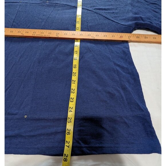 Eileen Fisher Womens 2X Navy Linen Shirt Relaxed Fit Lightweight rivets Jersey - Picture 10 of 11